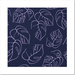 Tropical pattern with monstera leaves Posters and Art